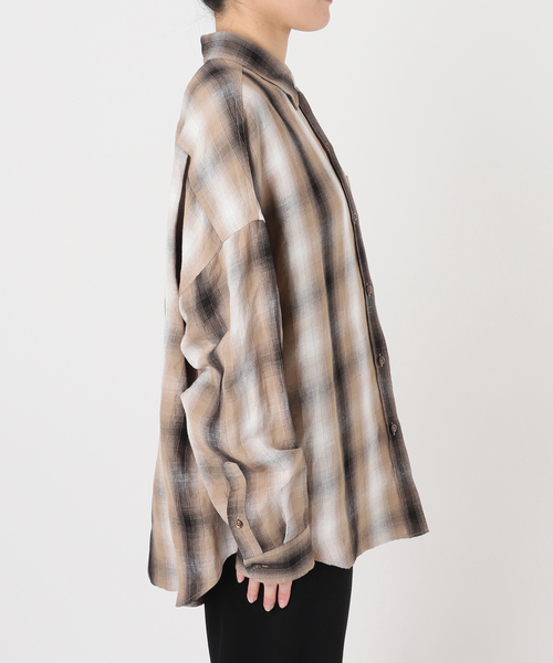 AP STUDIO（エーピーストゥディオ）の「サマーオンブレチェックシャツ（シャツ/ブラウス・レディース・キャメル・FREE）」の5枚目の写真