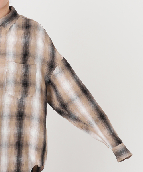 AP STUDIO（エーピーストゥディオ）の「サマーオンブレチェックシャツ（シャツ/ブラウス・レディース・キャメル・FREE）」の6枚目の写真