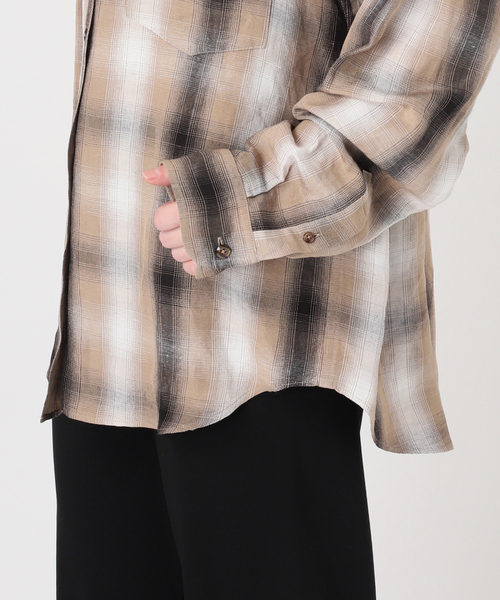 AP STUDIO（エーピーストゥディオ）の「サマーオンブレチェックシャツ（シャツ/ブラウス・レディース・キャメル・FREE）」の7枚目の写真