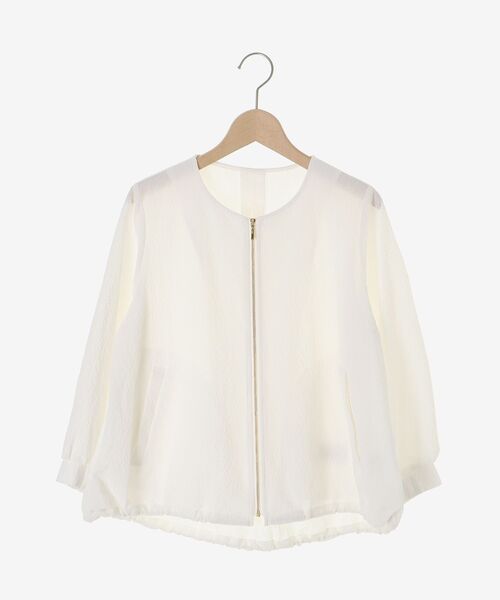 le.coeur blanc（ルクールブラン）の「カラミタンブラータックスリーブブルゾン（ブルゾン・レディース・オフホワイト/ブラック/ベージュ・38）」の4枚目の写真