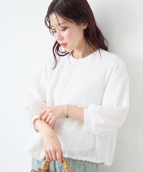 le.coeur blanc（ルクールブラン）の「カラミタンブラータックスリーブブルゾン（ブルゾン・レディース・オフホワイト/ブラック/ベージュ・38）」の6枚目の写真