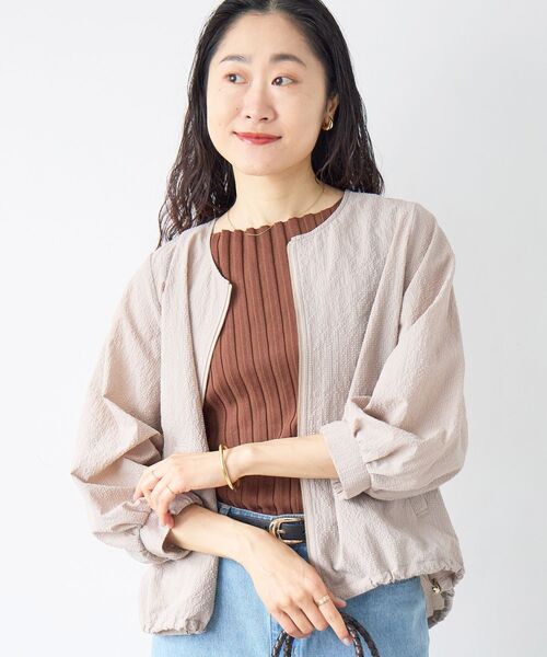 le.coeur blanc（ルクールブラン）の「カラミタンブラータックスリーブブルゾン（ブルゾン・レディース・オフホワイト/ブラック/ベージュ・38）」の15枚目の写真