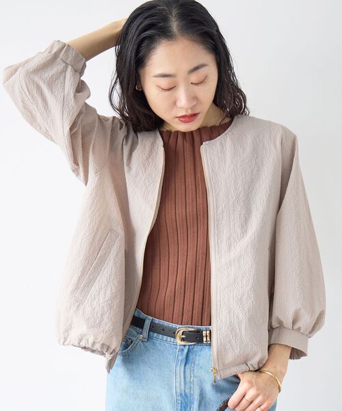 le.coeur blanc（ルクールブラン）の「カラミタンブラータックスリーブブルゾン（ブルゾン・レディース・オフホワイト/ブラック/ベージュ・38）」の18枚目の写真