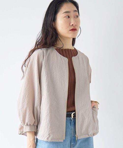 le.coeur blanc（ルクールブラン）の「カラミタンブラータックスリーブブルゾン（ブルゾン・レディース・オフホワイト/ブラック/ベージュ・38）」の19枚目の写真