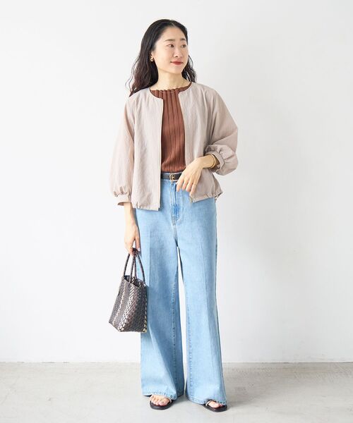 le.coeur blanc（ルクールブラン）の「カラミタンブラータックスリーブブルゾン（ブルゾン・レディース・オフホワイト/ブラック/ベージュ・38）」の22枚目の写真