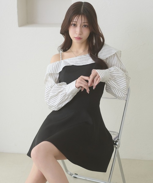 Ambre Neige(アンブルネージュ)の「striped shirt docking mini dress / ストライプシャツドッキングミニワンピース(ワンピース・レディース・ライトブルー/オフホワイト/ライトピンク・FREE)」の2枚目の写真