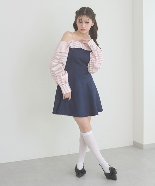 Ambre Neige(アンブルネージュ)の「striped shirt docking mini dress / ストライプシャツドッキングミニワンピース(ワンピース・レディース・ライトブルー/オフホワイト/ライトピンク・FREE)」の6枚目の写真