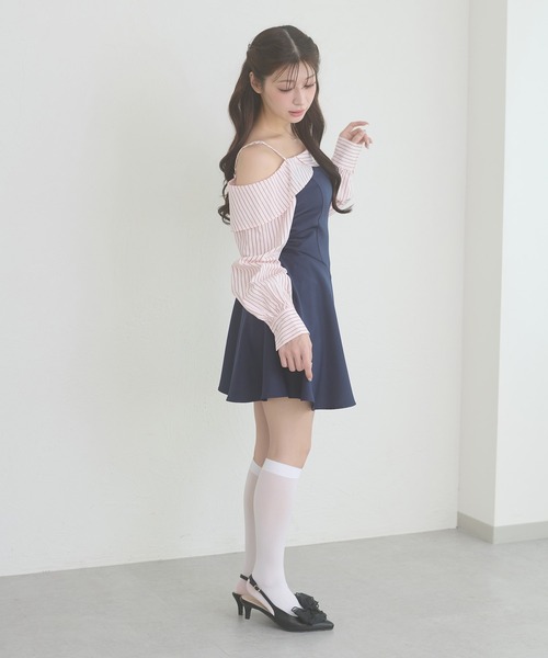 Ambre Neige(アンブルネージュ)の「striped shirt docking mini dress / ストライプシャツドッキングミニワンピース(ワンピース・レディース・ライトブルー/オフホワイト/ライトピンク・FREE)」の5枚目の写真