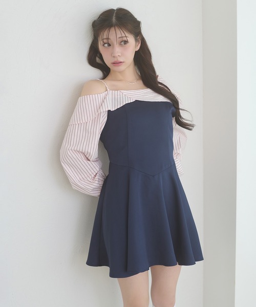 Ambre Neige(アンブルネージュ)の「striped shirt docking mini dress / ストライプシャツドッキングミニワンピース(ワンピース・レディース・ライトブルー/オフホワイト/ライトピンク・FREE)」の10枚目の写真