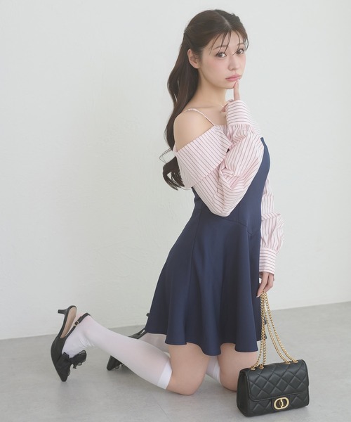 Ambre Neige(アンブルネージュ)の「striped shirt docking mini dress / ストライプシャツドッキングミニワンピース(ワンピース・レディース・ライトブルー/オフホワイト/ライトピンク・FREE)」の11枚目の写真