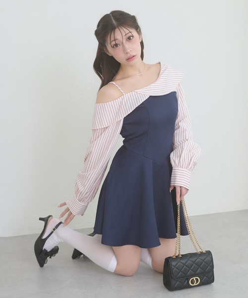 Ambre Neige(アンブルネージュ)の「striped shirt docking mini dress / ストライプシャツドッキングミニワンピース(ワンピース・レディース・ライトブルー/オフホワイト/ライトピンク・FREE)」の13枚目の写真