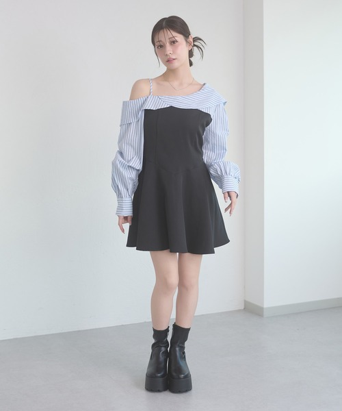 Ambre Neige(アンブルネージュ)の「striped shirt docking mini dress / ストライプシャツドッキングミニワンピース(ワンピース・レディース・ライトブルー/オフホワイト/ライトピンク・FREE)」の17枚目の写真