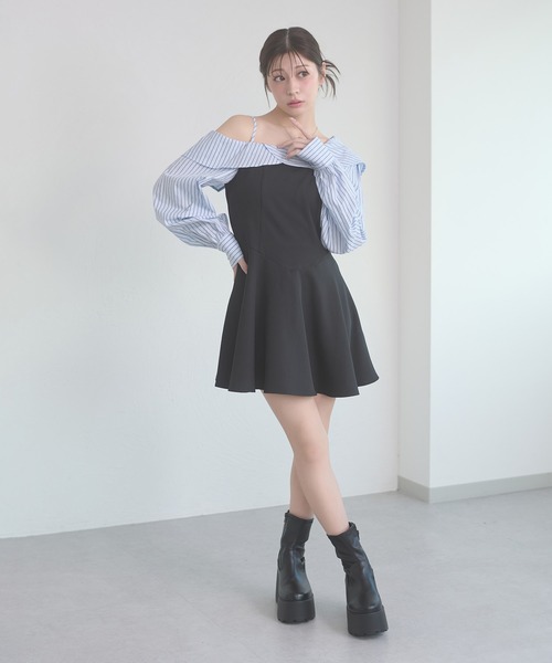 Ambre Neige(アンブルネージュ)の「striped shirt docking mini dress / ストライプシャツドッキングミニワンピース(ワンピース・レディース・ライトブルー/オフホワイト/ライトピンク・FREE)」の16枚目の写真