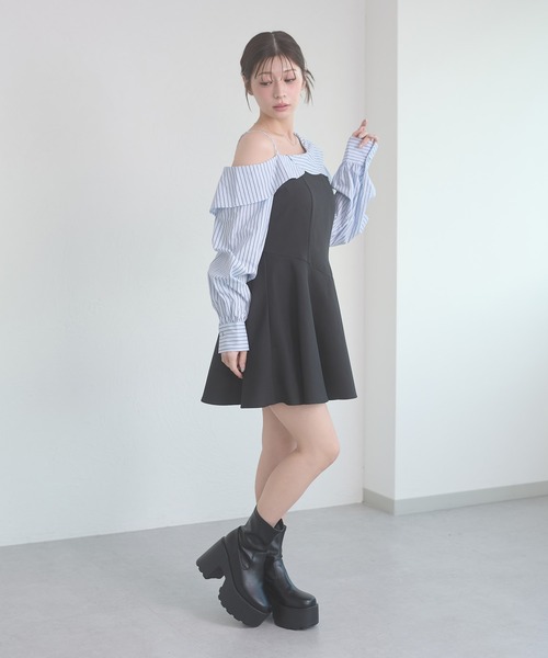 Ambre Neige(アンブルネージュ)の「striped shirt docking mini dress / ストライプシャツドッキングミニワンピース(ワンピース・レディース・ライトブルー/オフホワイト/ライトピンク・FREE)」の15枚目の写真