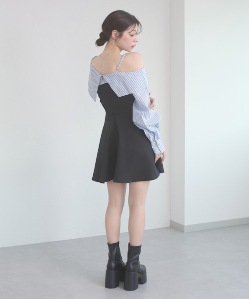 Ambre Neige(アンブルネージュ)の「striped shirt docking mini dress / ストライプシャツドッキングミニワンピース(ワンピース・レディース・ライトブルー/オフホワイト/ライトピンク・FREE)」の14枚目の写真