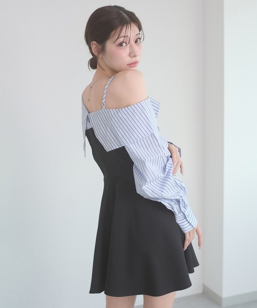 Ambre Neige(アンブルネージュ)の「striped shirt docking mini dress / ストライプシャツドッキングミニワンピース(ワンピース・レディース・ライトブルー/オフホワイト/ライトピンク・FREE)」の18枚目の写真