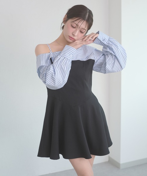 Ambre Neige(アンブルネージュ)の「striped shirt docking mini dress / ストライプシャツドッキングミニワンピース(ワンピース・レディース・ライトブルー/オフホワイト/ライトピンク・FREE)」の21枚目の写真