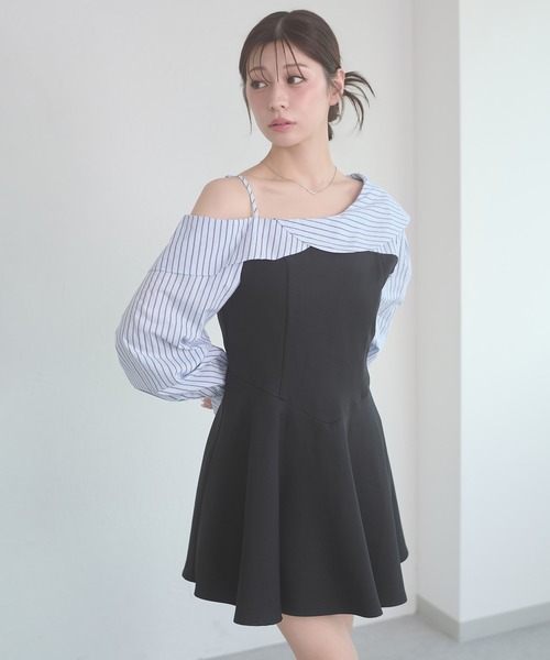 Ambre Neige(アンブルネージュ)の「striped shirt docking mini dress / ストライプシャツドッキングミニワンピース(ワンピース・レディース・ライトブルー/オフホワイト/ライトピンク・FREE)」の22枚目の写真