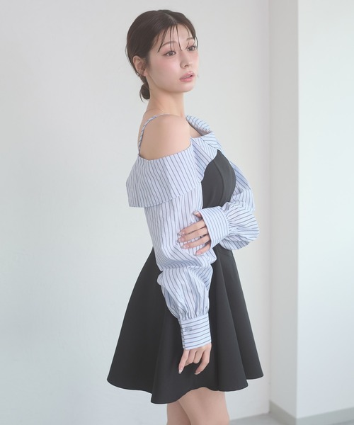 Ambre Neige(アンブルネージュ)の「striped shirt docking mini dress / ストライプシャツドッキングミニワンピース(ワンピース・レディース・ライトブルー/オフホワイト/ライトピンク・FREE)」の19枚目の写真