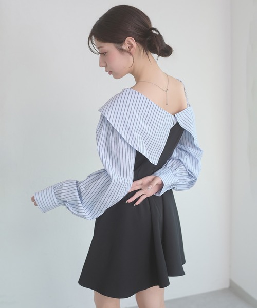 Ambre Neige(アンブルネージュ)の「striped shirt docking mini dress / ストライプシャツドッキングミニワンピース(ワンピース・レディース・ライトブルー/オフホワイト/ライトピンク・FREE)」の20枚目の写真