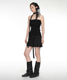 FOLDED MINI SKIRT BLACK