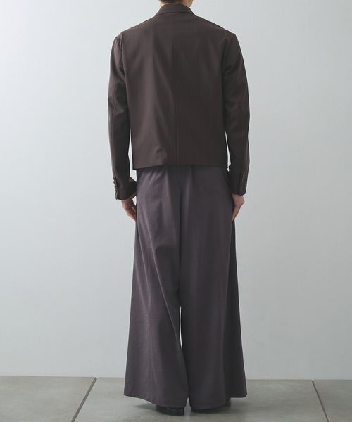 UJOH(ウジョー)の「【UJOH HOMME/ウジョー】Ulster Collar Short JKT / 2/72 ウールトロピンストライプ / M732-J55-102(ブルゾン・メンズ・グレー/ブラウン・4/5)」の12枚目の写真