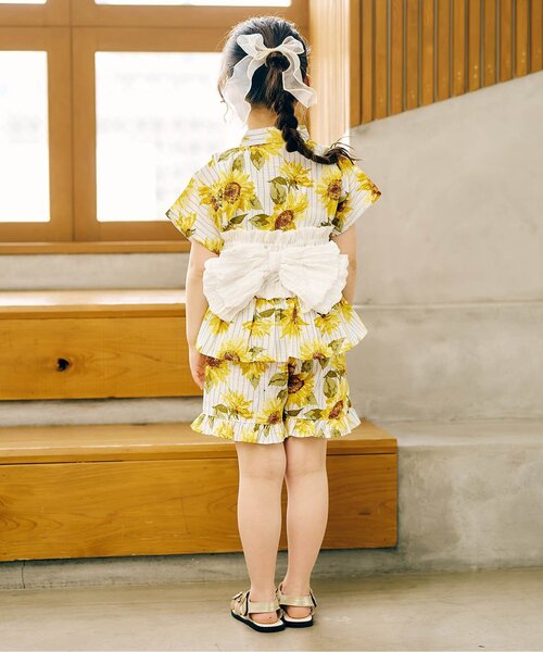 apres les cours（アプレレクール）の「リボンシャーリング帯（和装小物・キッズ・オフホワイト/ピンク・130/90/110）」の4枚目の写真