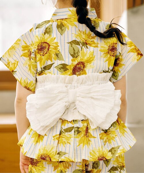 apres les cours（アプレレクール）の「リボンシャーリング帯（和装小物・キッズ・オフホワイト/ピンク・130/90/110）」の6枚目の写真