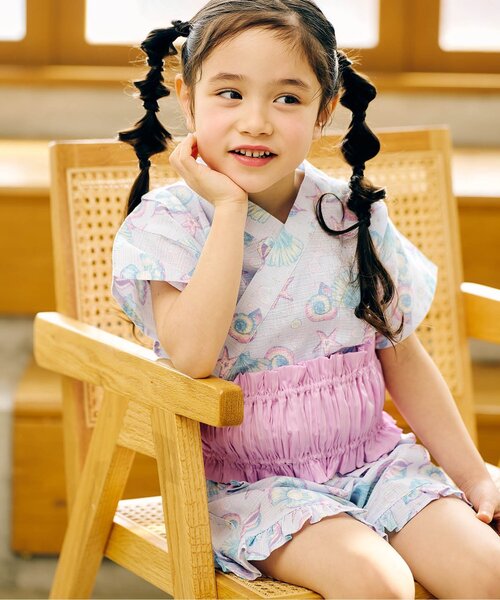 apres les cours（アプレレクール）の「リボンシャーリング帯（和装小物・キッズ・オフホワイト/ピンク・130/90/110）」の9枚目の写真