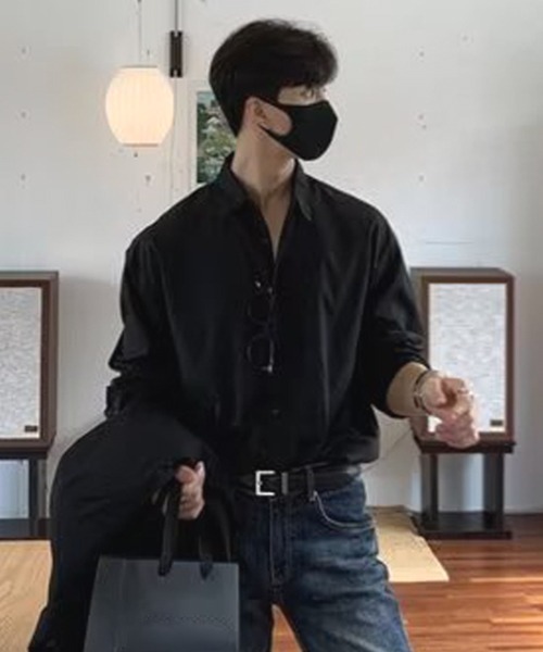 NOWLE（ノウル）の「【NOWLE】ルーズシルエット リラックス レギュラーカラー 長袖 カジュアル シャツ（シャツ/ブラウス・メンズ・ダークグレー/ホワイト/ライトブルー/ブラック・FREE）」の3枚目の写真