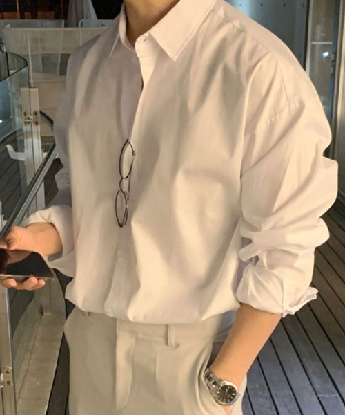 NOWLE（ノウル）の「【NOWLE】ルーズシルエット リラックス レギュラーカラー 長袖 カジュアル シャツ（シャツ/ブラウス・メンズ・ダークグレー/ホワイト/ライトブルー/ブラック・FREE）」の21枚目の写真