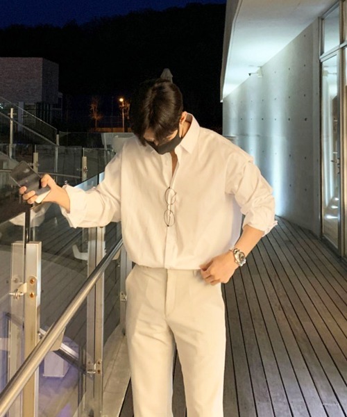 NOWLE（ノウル）の「【NOWLE】ルーズシルエット リラックス レギュラーカラー 長袖 カジュアル シャツ（シャツ/ブラウス・メンズ・ダークグレー/ホワイト/ライトブルー/ブラック・FREE）」の5枚目の写真