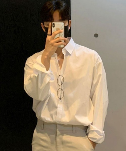 NOWLE（ノウル）の「【NOWLE】ルーズシルエット リラックス レギュラーカラー 長袖 カジュアル シャツ（シャツ/ブラウス・メンズ・ダークグレー/ホワイト/ライトブルー/ブラック・FREE）」の7枚目の写真