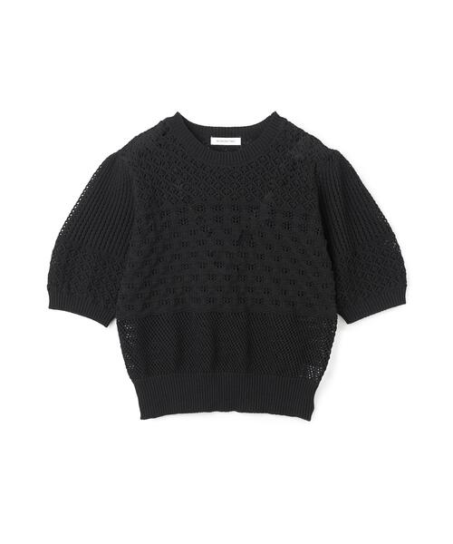 NATURAL BEAUTY BASIC(ナチュラルビューティーベーシック)の「パッチワークニット(ニット/セーター・レディース・オレンジ/オフホワイト/ブラック・フリ-)」の4枚目の写真