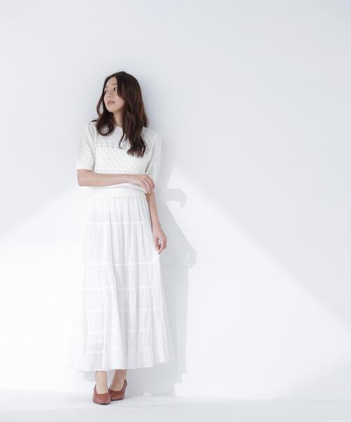 NATURAL BEAUTY BASIC(ナチュラルビューティーベーシック)の「パッチワークニット(ニット/セーター・レディース・オレンジ/オフホワイト/ブラック・フリ-)」の14枚目の写真