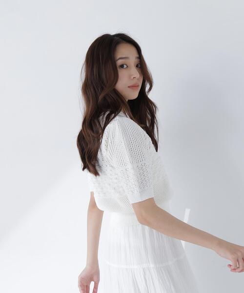 NATURAL BEAUTY BASIC(ナチュラルビューティーベーシック)の「パッチワークニット(ニット/セーター・レディース・オレンジ/オフホワイト/ブラック・フリ-)」の15枚目の写真