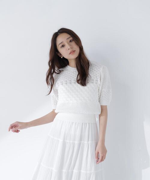 NATURAL BEAUTY BASIC(ナチュラルビューティーベーシック)の「パッチワークニット(ニット/セーター・レディース・オレンジ/オフホワイト/ブラック・フリ-)」の17枚目の写真