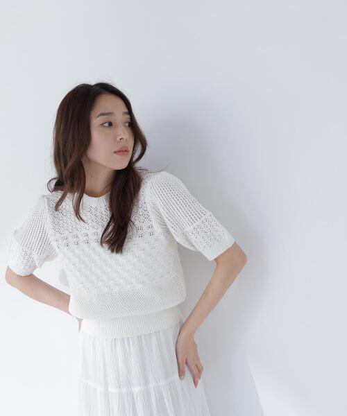 NATURAL BEAUTY BASIC(ナチュラルビューティーベーシック)の「パッチワークニット(ニット/セーター・レディース・オレンジ/オフホワイト/ブラック・フリ-)」の19枚目の写真