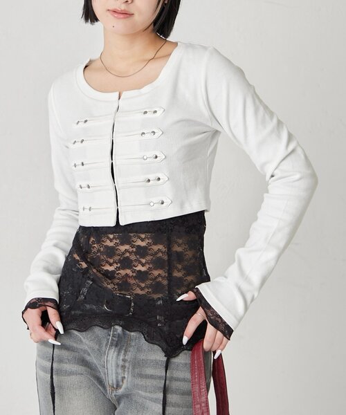 WHO'S WHO gallery(フーズフーギャラリー)の「【WEB限定サイズあり】ナポレオンショートトップス(Tシャツ/カットソー・レディース・オフホワイト/グレー/ブラック/イエロー・SMALL/MEDIUM)」の1枚目の写真