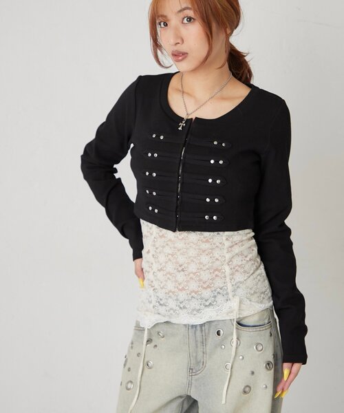 WHO'S WHO gallery(フーズフーギャラリー)の「【WEB限定サイズあり】ナポレオンショートトップス(Tシャツ/カットソー・レディース・オフホワイト/グレー/ブラック/イエロー・SMALL/MEDIUM)」の5枚目の写真