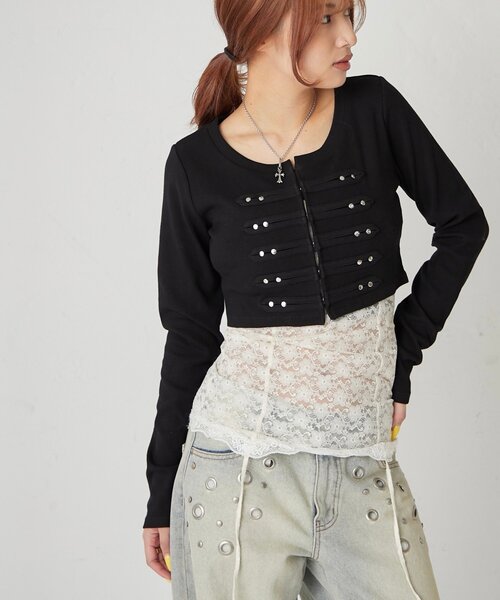 WHO'S WHO gallery(フーズフーギャラリー)の「【WEB限定サイズあり】ナポレオンショートトップス(Tシャツ/カットソー・レディース・オフホワイト/グレー/ブラック/イエロー・SMALL/MEDIUM)」の6枚目の写真