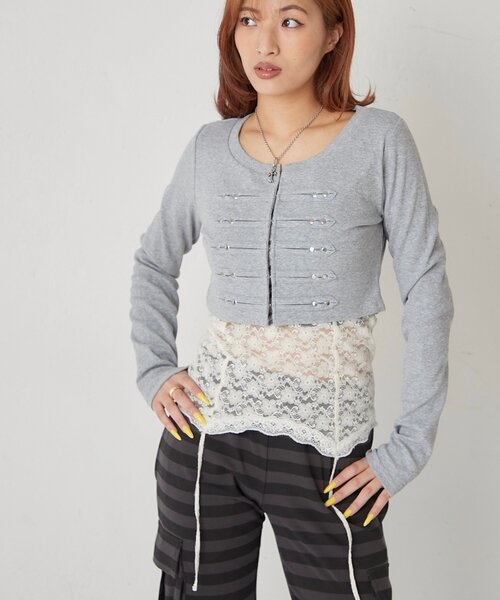 WHO'S WHO gallery(フーズフーギャラリー)の「【WEB限定サイズあり】ナポレオンショートトップス(Tシャツ/カットソー・レディース・オフホワイト/グレー/ブラック/イエロー・SMALL/MEDIUM)」の9枚目の写真