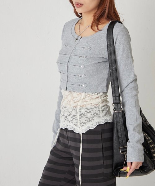 WHO'S WHO gallery(フーズフーギャラリー)の「【WEB限定サイズあり】ナポレオンショートトップス(Tシャツ/カットソー・レディース・オフホワイト/グレー/ブラック/イエロー・SMALL/MEDIUM)」の12枚目の写真