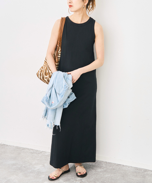 Spick & Span（スピックアンドスパン）の「《追加》天竺アメスリロングワンピース（ワンピース・レディース・ブラック/ブラウン・38/36）」の2枚目の写真