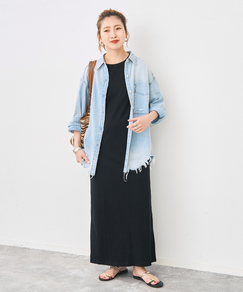 Spick & Span（スピックアンドスパン）の「《追加》天竺アメスリロングワンピース（ワンピース・レディース・ブラック/ブラウン・38/36）」の3枚目の写真