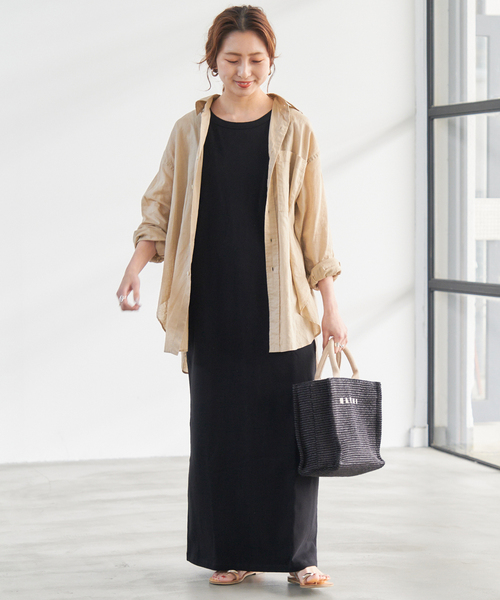 Spick & Span（スピックアンドスパン）の「《追加》天竺アメスリロングワンピース（ワンピース・レディース・ブラック/ブラウン・38/36）」の4枚目の写真