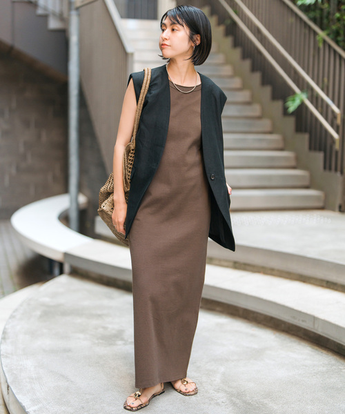 Spick & Span（スピックアンドスパン）の「《追加》天竺アメスリロングワンピース（ワンピース・レディース・ブラック/ブラウン・38/36）」の6枚目の写真