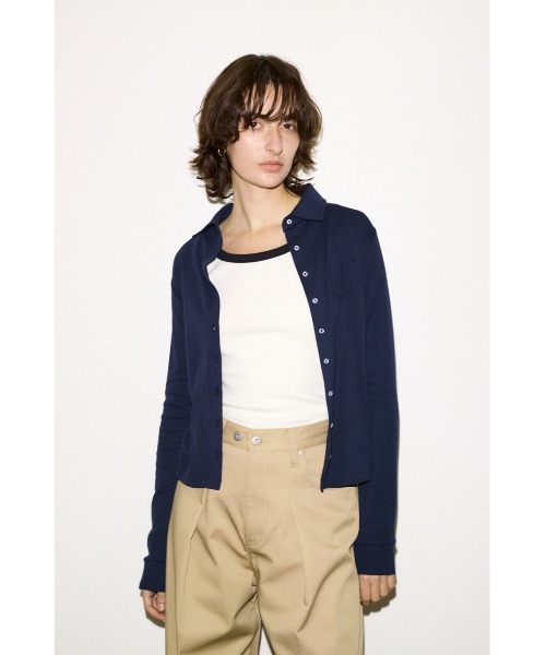 THROW by SLY(スローバイスライ)の「THROW COTTON FLYSE PK SH コットンフライスポケットシャツ 春服 夏服(シャツ/ブラウス・レディース・ライトイエロー/ネイビー・FREE)」の3枚目の写真