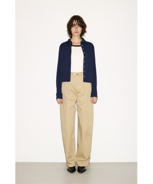 THROW by SLY(スローバイスライ)の「THROW COTTON FLYSE PK SH コットンフライスポケットシャツ 春服 夏服(シャツ/ブラウス・レディース・ライトイエロー/ネイビー・FREE)」の4枚目の写真