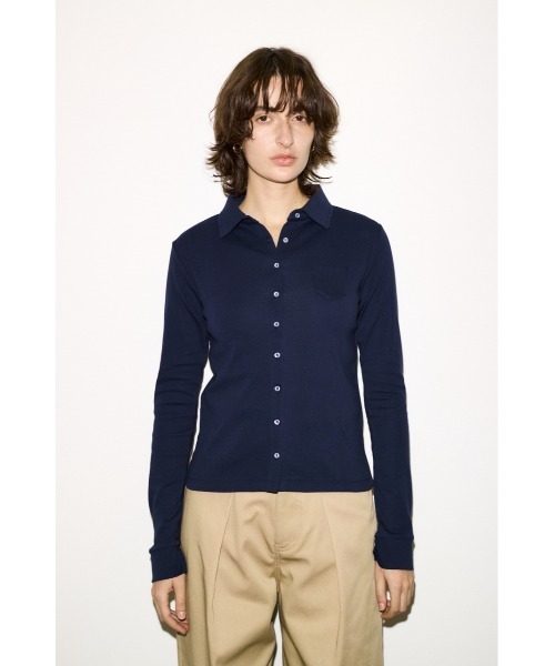 THROW by SLY(スローバイスライ)の「THROW COTTON FLYSE PK SH コットンフライスポケットシャツ 春服 夏服(シャツ/ブラウス・レディース・ライトイエロー/ネイビー・FREE)」の7枚目の写真